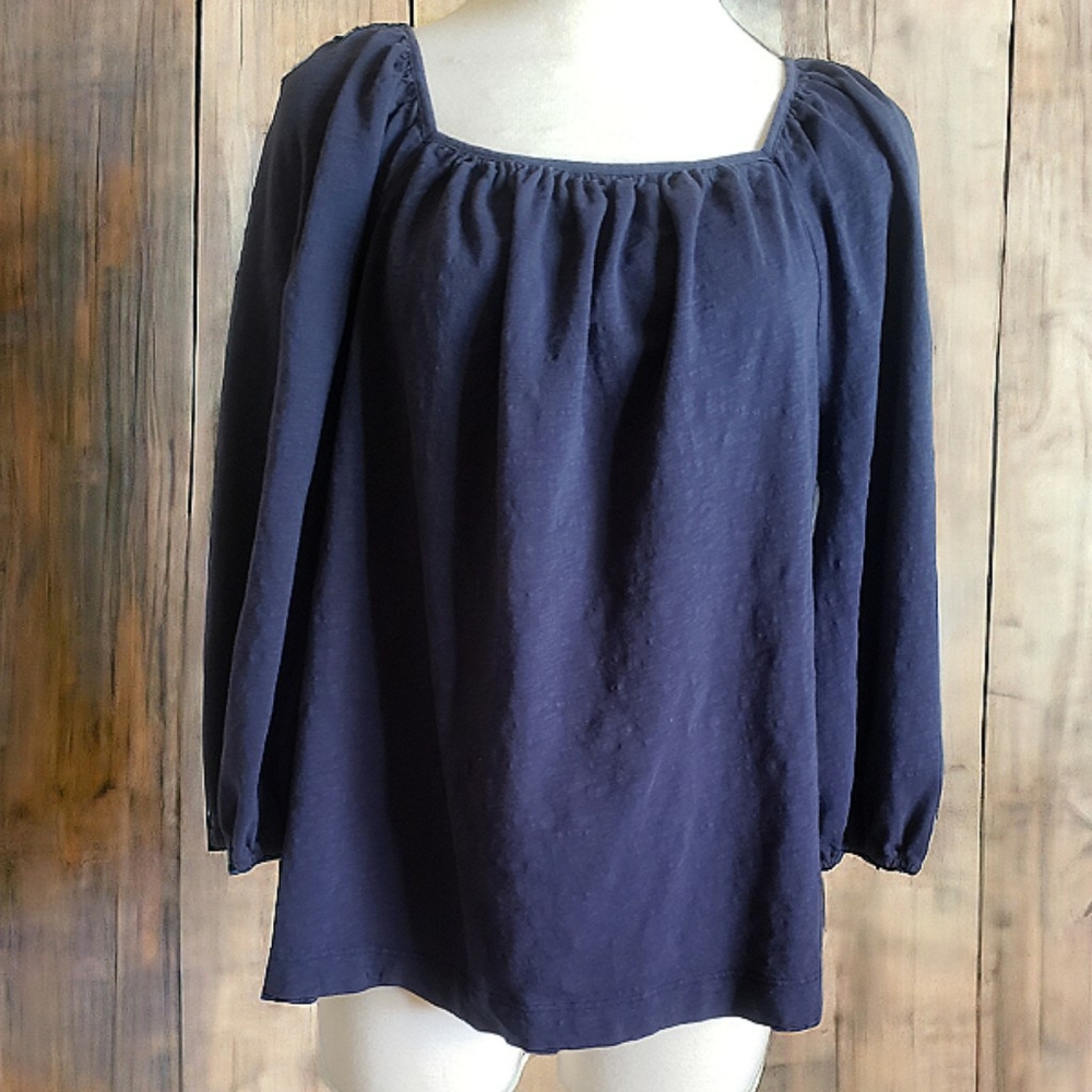 Boden Navy Top Balloon Sleeve Casual Flowy Comfy Y2K Pullover Womens Sz. L